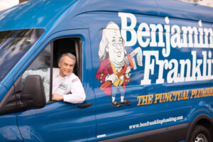 Benjamin Franklin Plumber ready to repair a main water line leak
