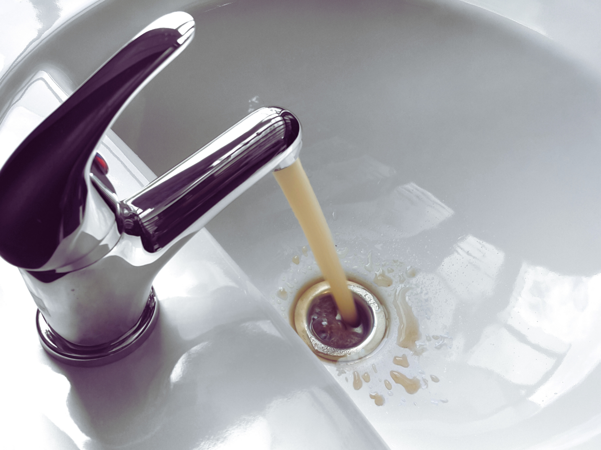 dirty water coming out of bathroom faucet 