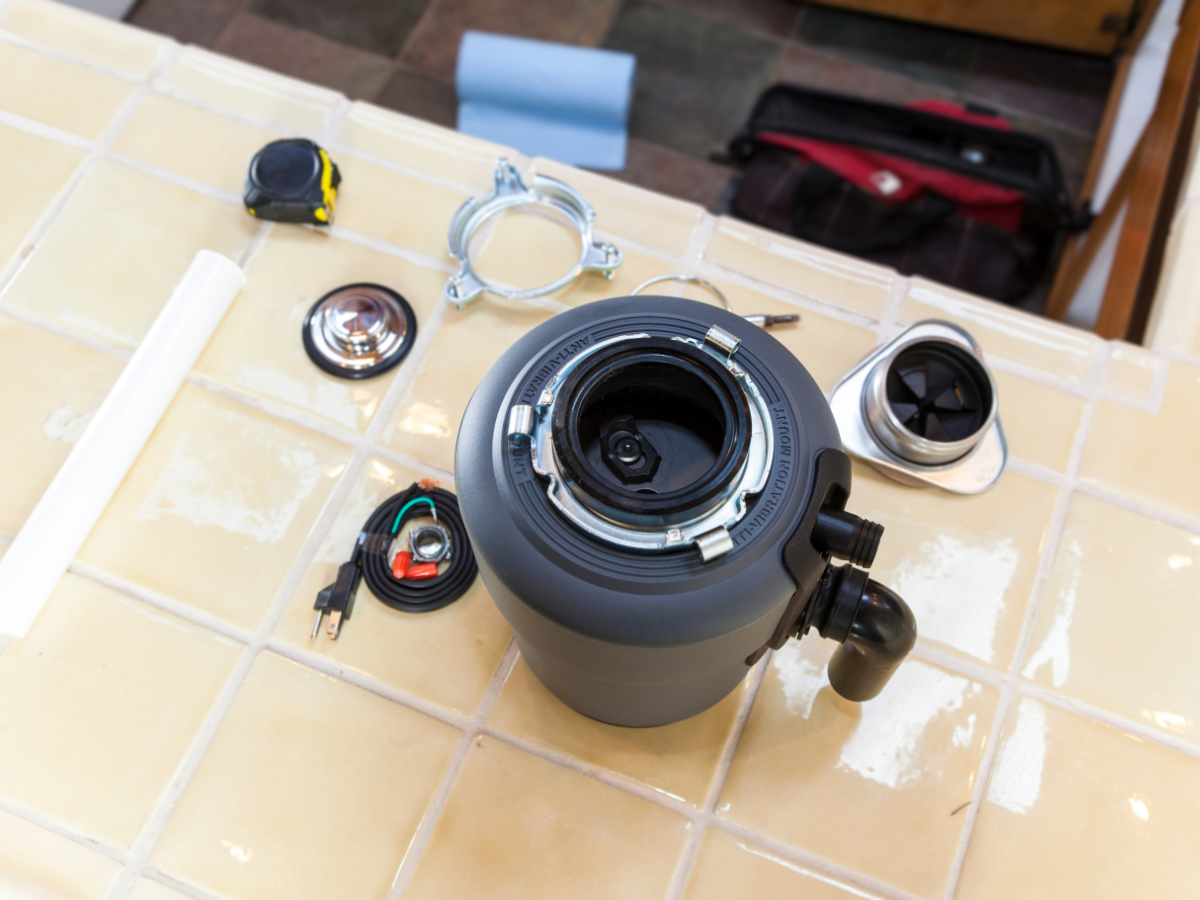 Properly sized garbage disposal ready to be installed