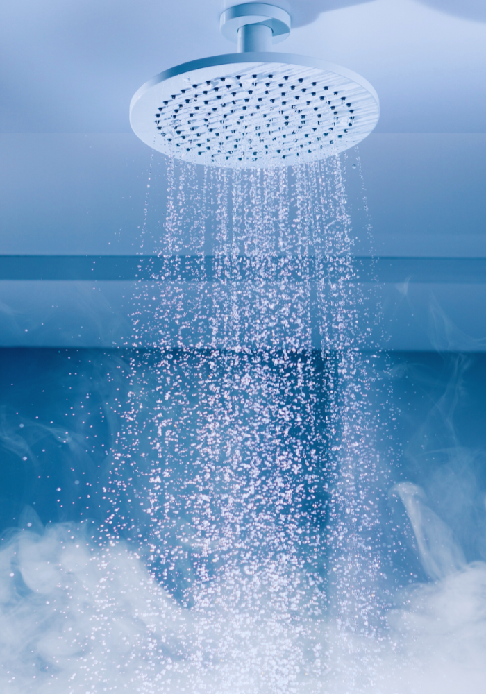 Steam rising from hot water in shower